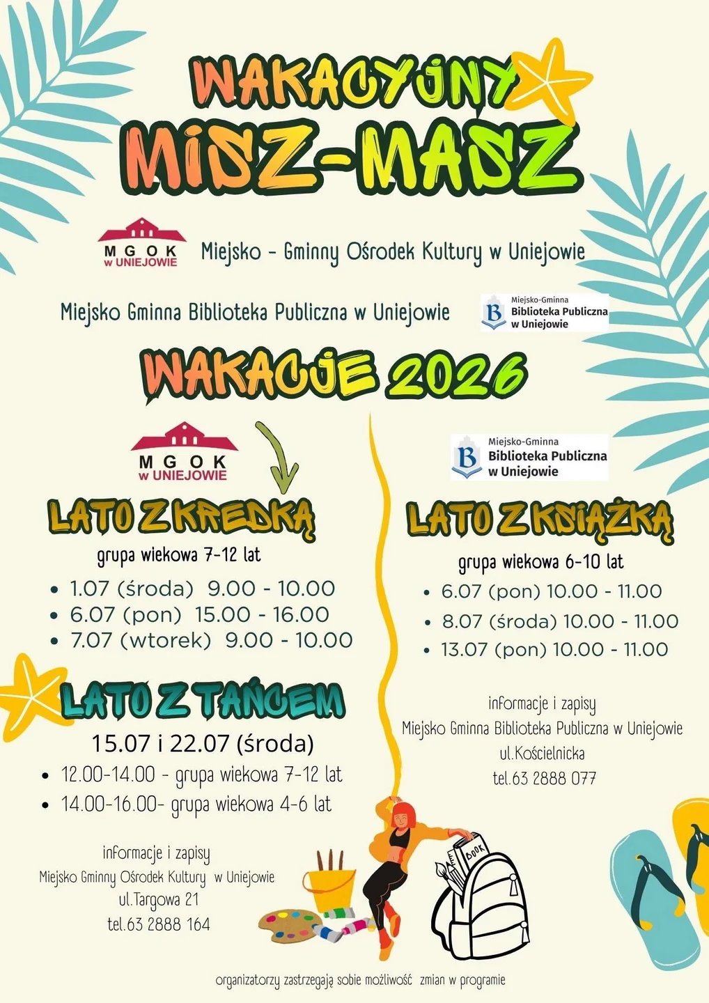 Wakacje z biblioteką i domem kultury w Uniejowie