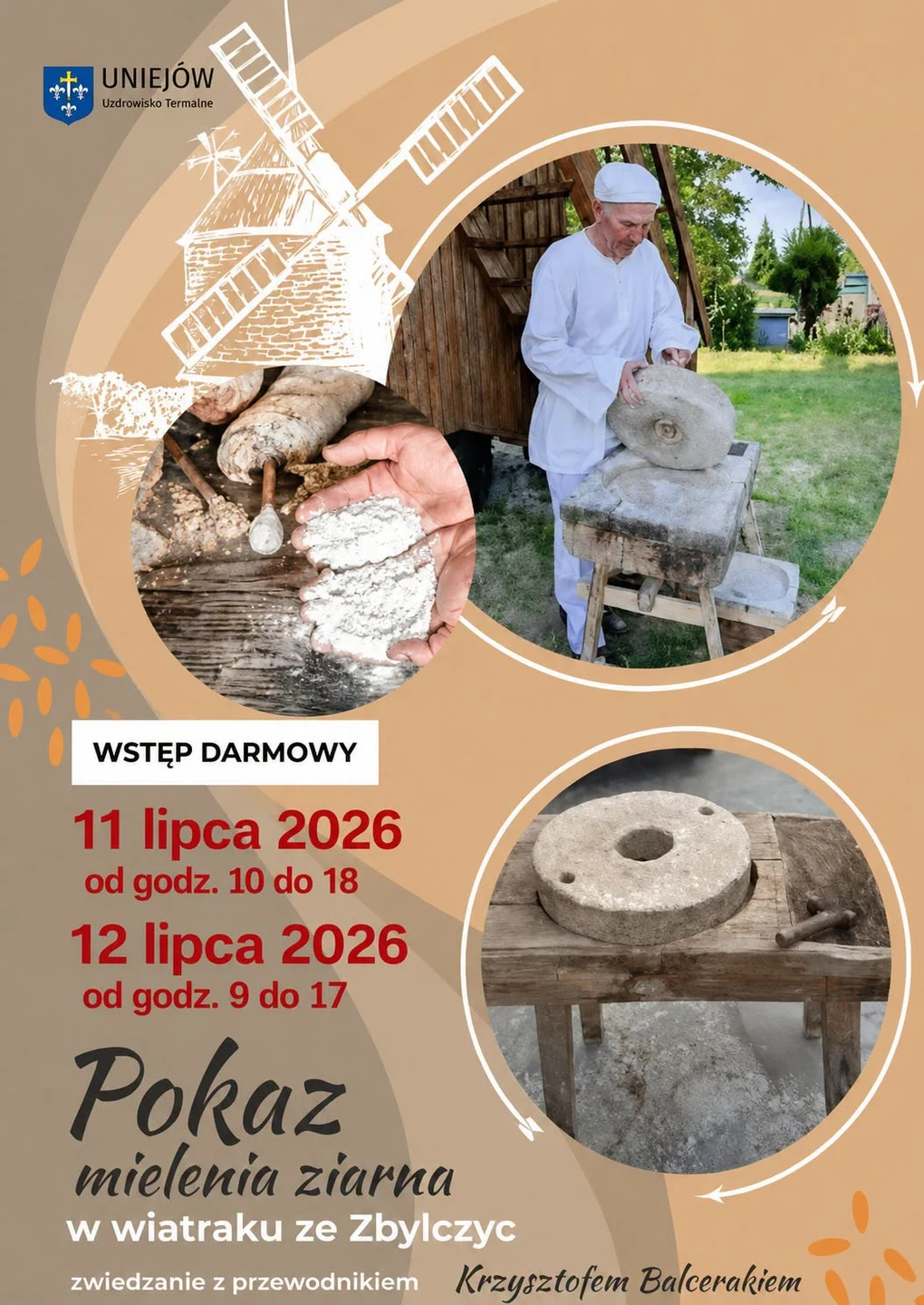 Pokaz mielenia ziarna w uniejowskim wiatraku – wstęp wolny